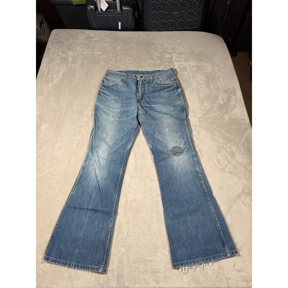 Vintage 70s Maverick Jeans Size 32x30 Boot Cut Flare Faded Repairs MADE IN USA